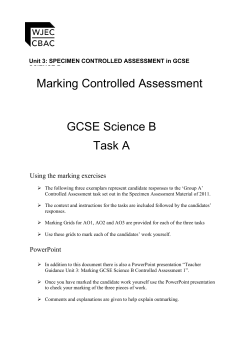 Marking Controlled Assessment GCSE Science B Task A