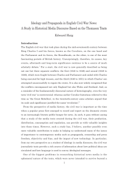 Ideology and Propaganda in English Civil War News: A Study in