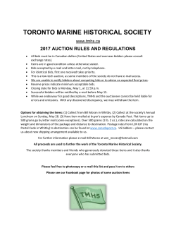 2017 Silent Auction - Toronto Marine Historical Society
