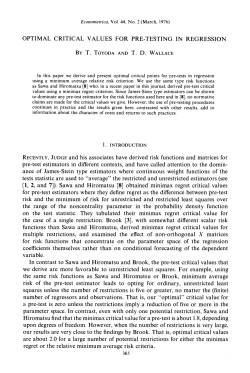 OPTIMAL CRITICAL VALUES FOR PRE