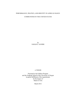 PERFORMANCE, POLITICS, AND IDENTITY IN AFRICAN DANCE