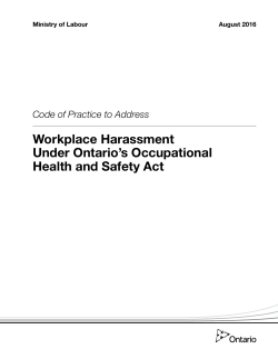 Code of Practice to Address Workplace Harassment Under Ontario`s
