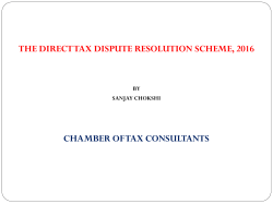 THE DIRECT TAX DISPUTE RESOLUTION SCHEME, 2016