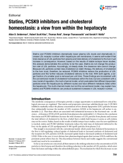 Statins, PCSK9 inhibitors and cholesterol homeostasis: a view from