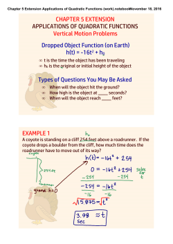 Chapter 5 Extension Applications of Quadratic Functions (work