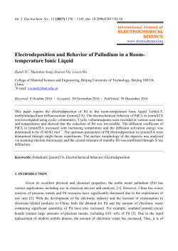 Electrodeposition and Behavior of Palladium in a Room