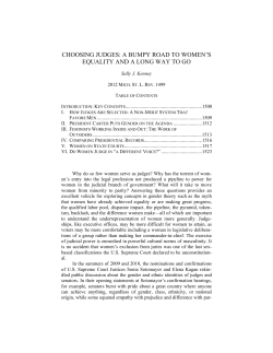 Choosing Judges: A Bumpy Road to Women`s Equality and a Long
