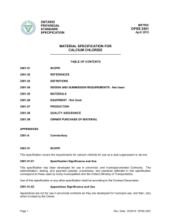 MATERIAL SPECIFICATION FOR CALCIUM CHLORIDE OPSS 2501