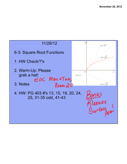 11/28/12 6-3: Square Root Functions 1. HW Check/?`s 2. Warm