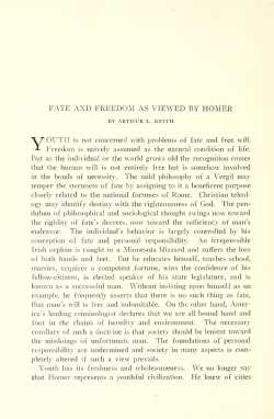 Fate and Freedom as Viewed by Homer.