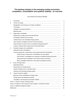 The banking industry in the emerging market economies