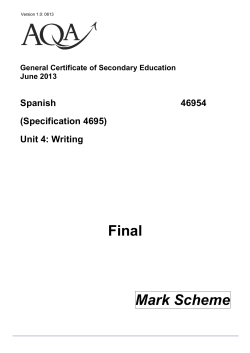 GCSE Spanish Mark scheme Unit 04 - Writing Test June 2013