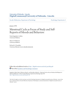 Menstrual Cycle as Focus of Study and Self