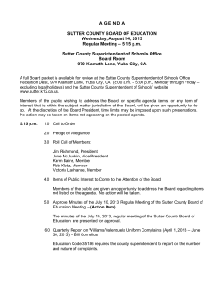 AGENDA SUTTER COUNTY BOARD OF EDUCATION Wednesday