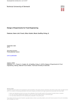 Design of Experiments for Food Engineering