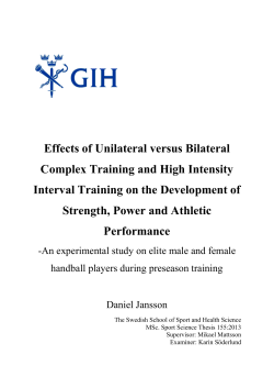 Effects of Unilateral versus Bilateral Complex Training and High