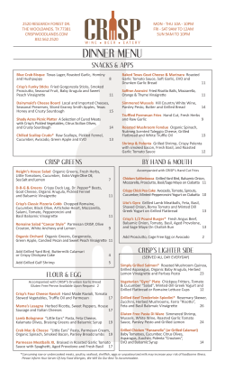 dinner menu - CRISP Woodlands