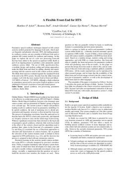 A Flexible Front-End for HTS - Centre for Speech Technology