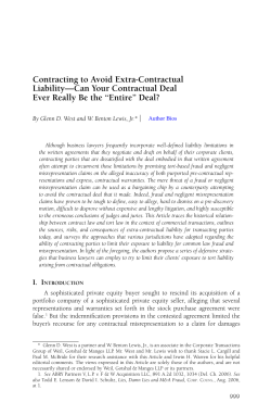 Contracting to Avoid Extra-Contractual Liability&mdash;Can Your