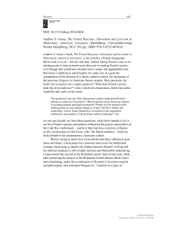 The Pound Reaction. Liberalism and Lyricism in Midcentury