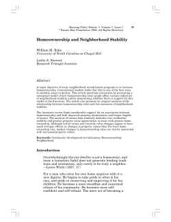 Homeownership and Neighborhood Stability