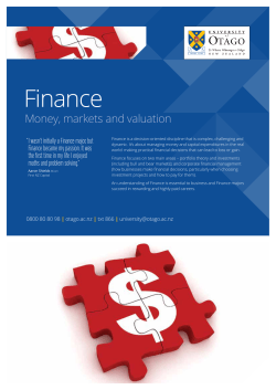 Finance - University of Otago