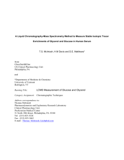 LCMS Measurement of Glucose and Glycerol