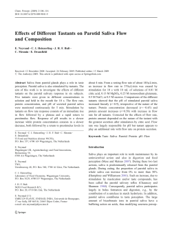 Effects of Different Tastants on Parotid Saliva Flow and Composition