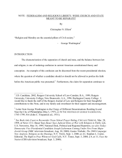 FEDERALISM AND RELIGIOUS LIBERTY