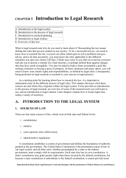 CHAPTER 1 Introduction to Legal Research