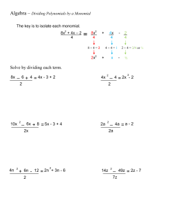 8x &ndash; 6 + 4 = 4x 2 &ndash; 4 = 2 2 10x 2 &ndash; 6x + 8 = 2a 2 &ndash; 4a = 2x 2a 4n + 6n