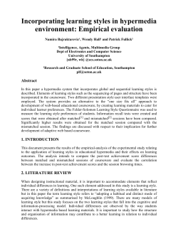 Incorporating learning styles in hypermedia