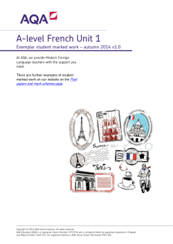 A-level French Exemplar marked work Unit 01 Autumn 2014