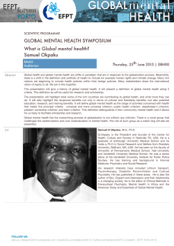 GLOBAL MENTAL HEALTH SYMPOSIUM What is