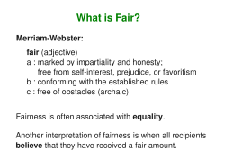 Notes2 &ndash; What is Fair?