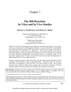 The Hill Reaction: In Vitro and In Vivo Studies