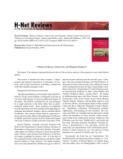 A History of Russia, Central Asia, and Mongolia (Volume I) - H-Net