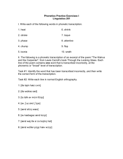 Phonetics Practice Exercises I Linguistics 201 I. Write each of the