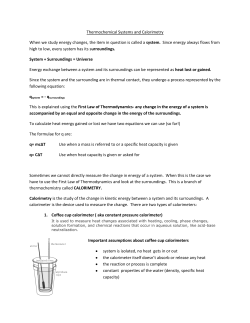 Thermochemical Systems and Calorimetry When we study energy