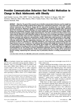 Provider Communication Behaviors that Predict Motivation