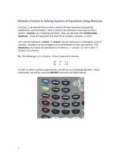 Module`3`Lesson`2:`Solving`Systems`of`Equations`Using`Matrices`