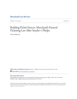 Maryland`s Funeral Picketing Law After Snyder v. Phelps