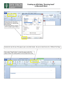 Creating an APA Style &ldquo;Running head&rdquo; in Microsoft Word