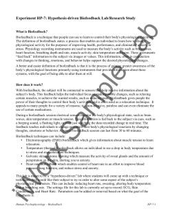 Hypothesis-driven Biofeedback Lab/Research Study