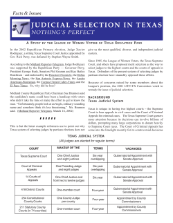 Judicial Selection in Texas: Nothing`s Perfect (2002)