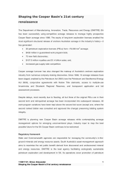 Shaping the Cooper Basin`s 21st century renaissance