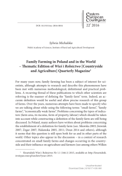 Family Farming in Poland and in the World &ndash; Thematic Edition of