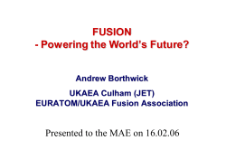 Nuclear Fusion - Manchester Association of Engineers