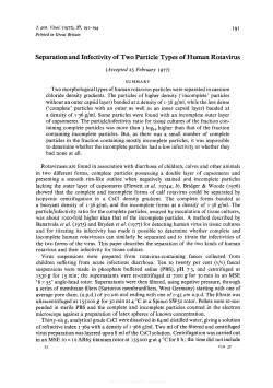 Separation and Infectivity of Two Particle Types of Human Rotavirus