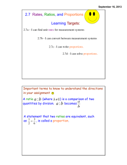 2.7 Rates, Ratios, and Proportions Learning Targets